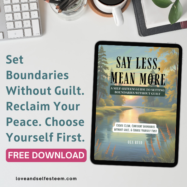 Download the free workbook Say Less, Mean More, your guide to protecting your peace and speaking up without apology, Ola Reid, 2025